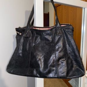 Black distressed leather Hobo purse